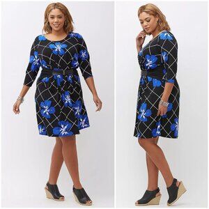 NWT LANE BRYANT Simply Chic Matte Jersey Dress Printed Floral Belted size 22/24